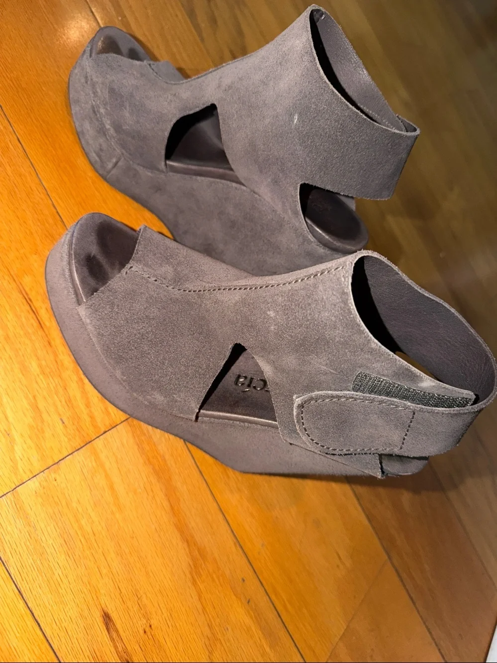 Pedro Garcia Dark Brown Suede Peep-Toe Platform Heels